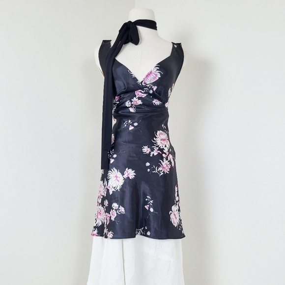 La Vie en Rose Slip Dress Deep V-neck Plunge Neckline Flowy Bias Cut Sleeveless - Picture 9 of 12